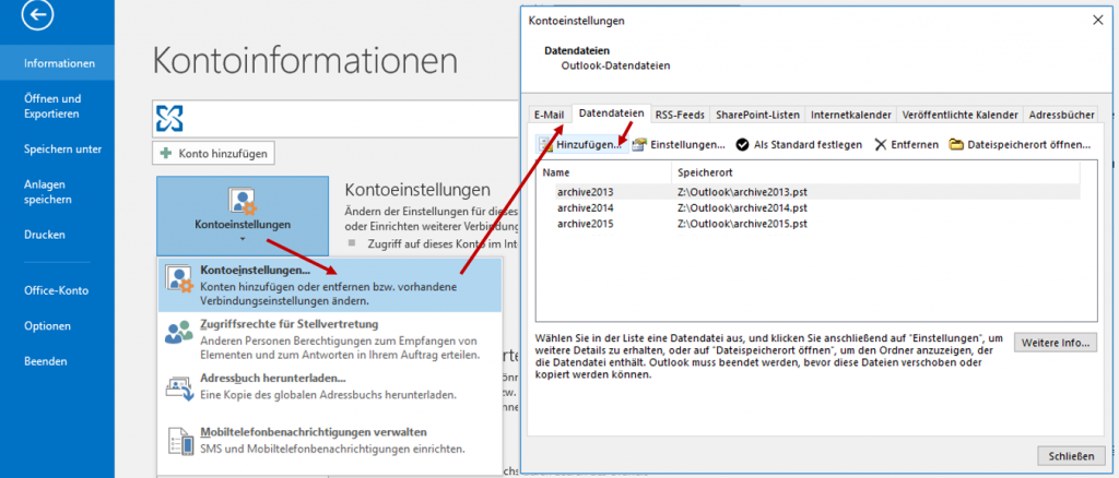 Outlook 2016: Archiv einrichten und Archivdateien einbinden | ibo Blog