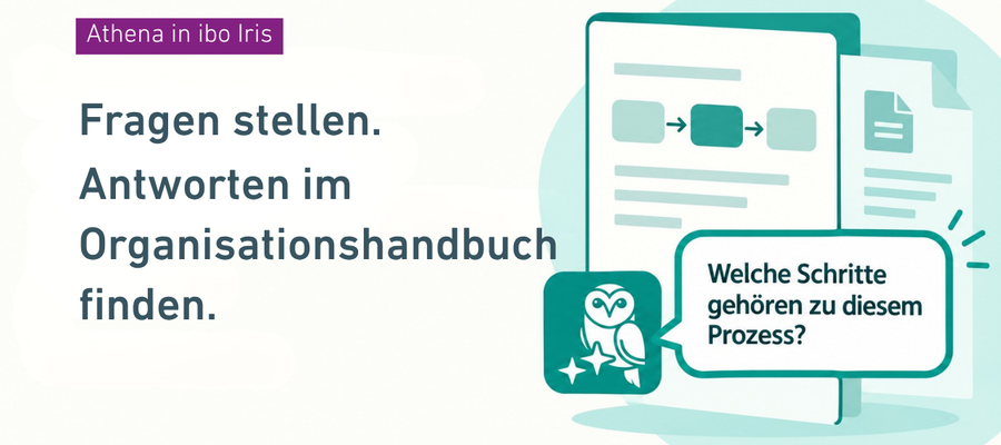 Athena in ibo Iris - Antworten mit KI im Organisationshandbuch finden.